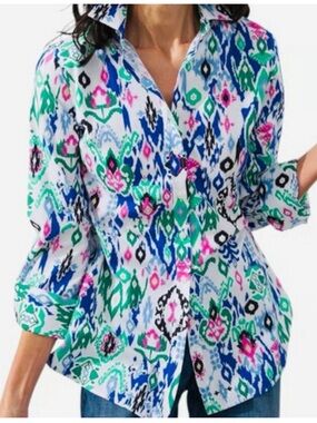 Chicos Button-Up wrinkle resistant top NEW